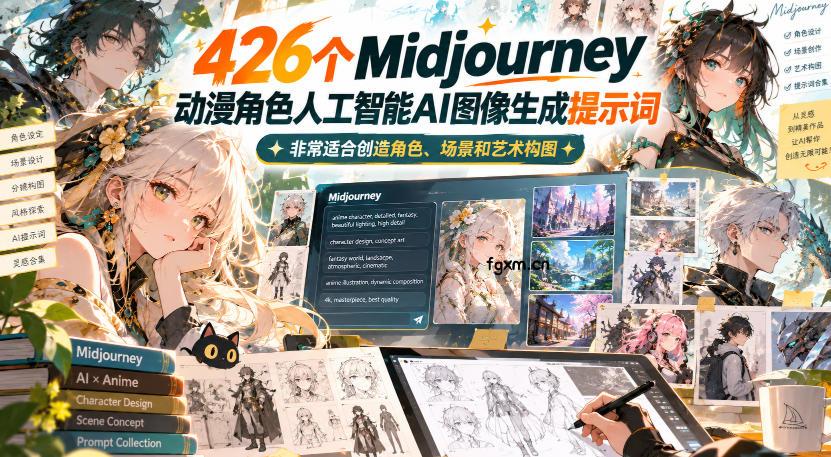 426个Midjourney动漫角色人工智能AI图像生成提示词，非常适合创造角色、场景和艺术构图-轻创终点站