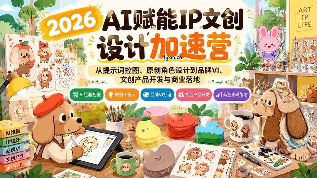 2026AI赋能IP文创设计加速营:从提示词控图、原创角色设计到品牌VI、文创产品开发与商业落地-轻创终点站