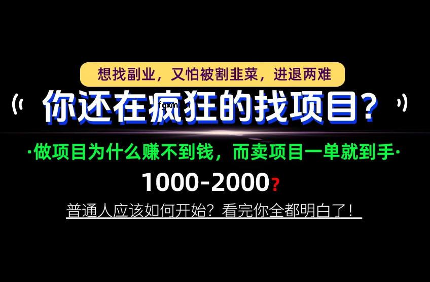 你还在疯狂的找项目？别傻了！卖项目才是真正的一本万利！怎么做，看完你全都明白！【揭秘】-轻创终点站