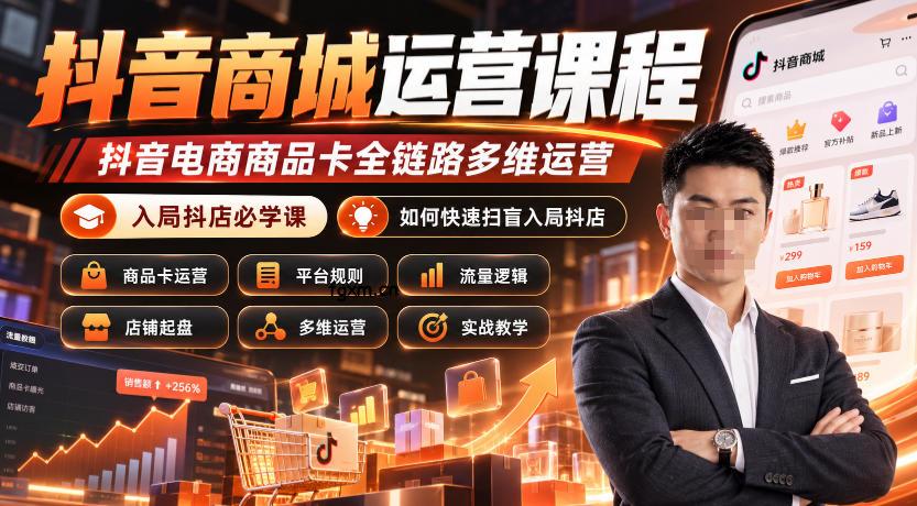 抖音商城运营课程，抖音电商商品卡全链路多维运营，入局抖店必学课， 如何快速扫盲入局抖店(更新1025)-轻创终点站