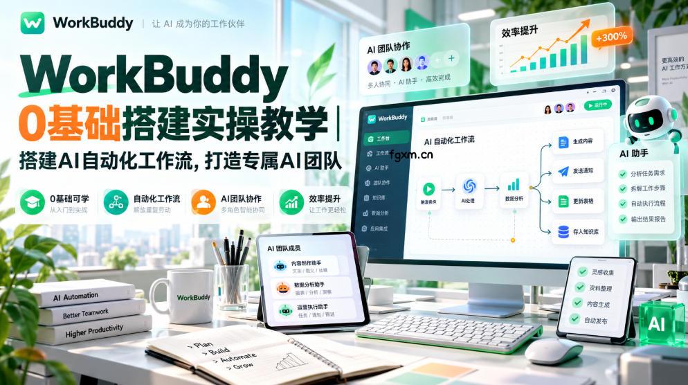 WorkBuddy 0基础搭建实操教学｜搭建AI自动化工作流，打造专属AI团队-轻创终点站