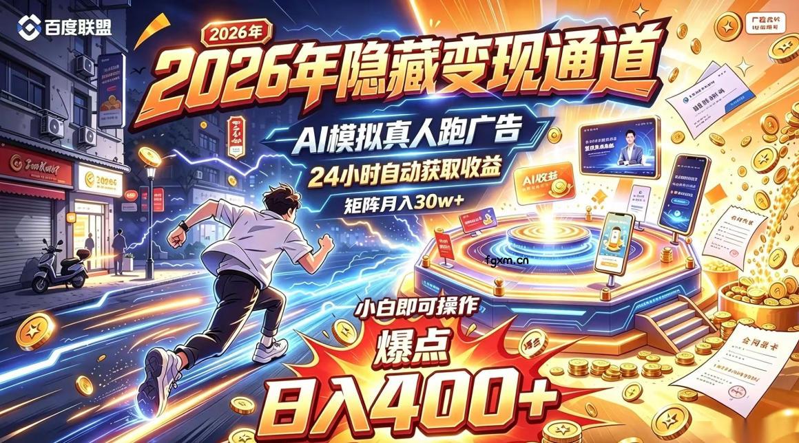 2026年别死磕自媒体，隐藏变现通道，AI模拟真人自动跑广告，小白即可操作，日入400+，矩阵月入可达到30w+【揭秘】-轻创终点站