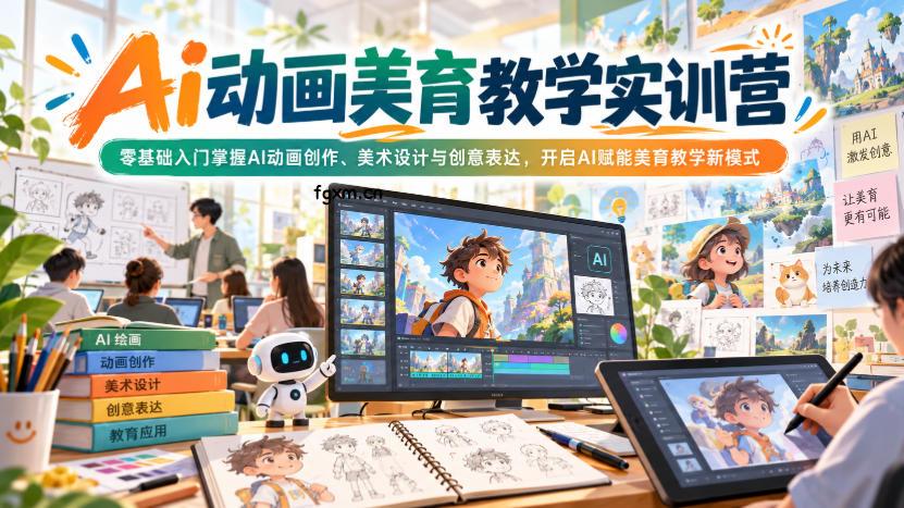 Ai动画美育教学实训营，零基础入门掌握AI动画创作、美术设计与创意表达，开启AI赋能美育教学新模式-轻创终点站