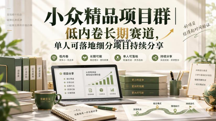小众精品项目群|低内卷长期赛道,单人可落地细分项目持续分享