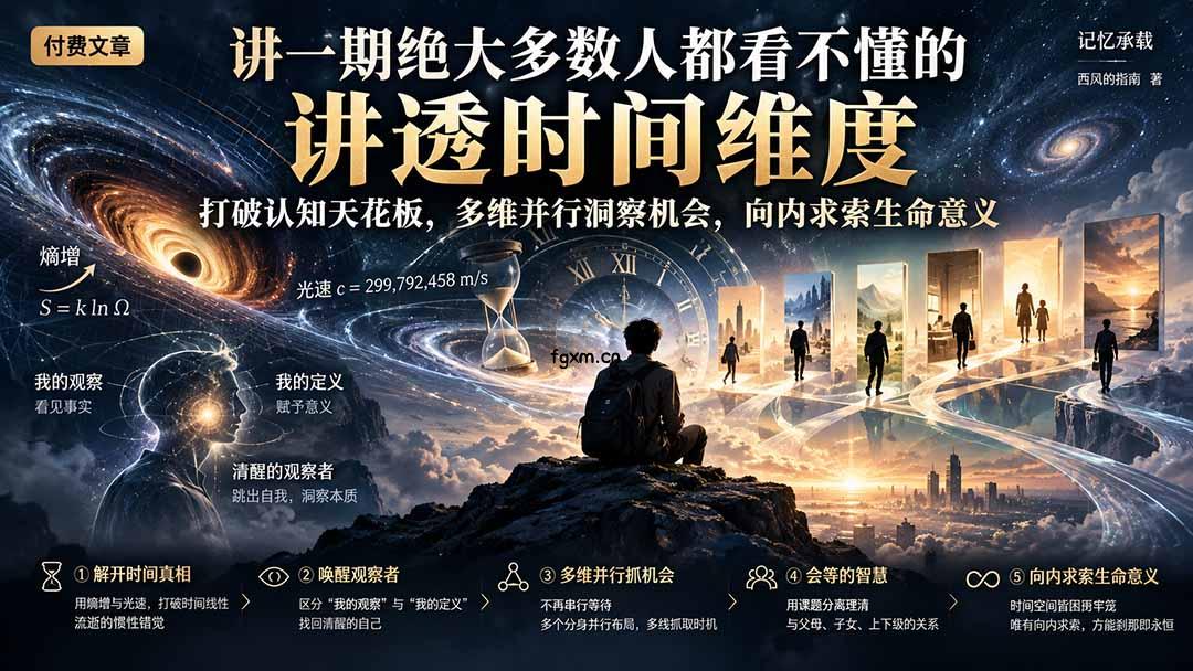 付费文章：讲一期绝大多数人都看不懂的，讲透时间维度，打破认知天花板，多维并行洞察机会，向内求索生命意义-轻创终点站